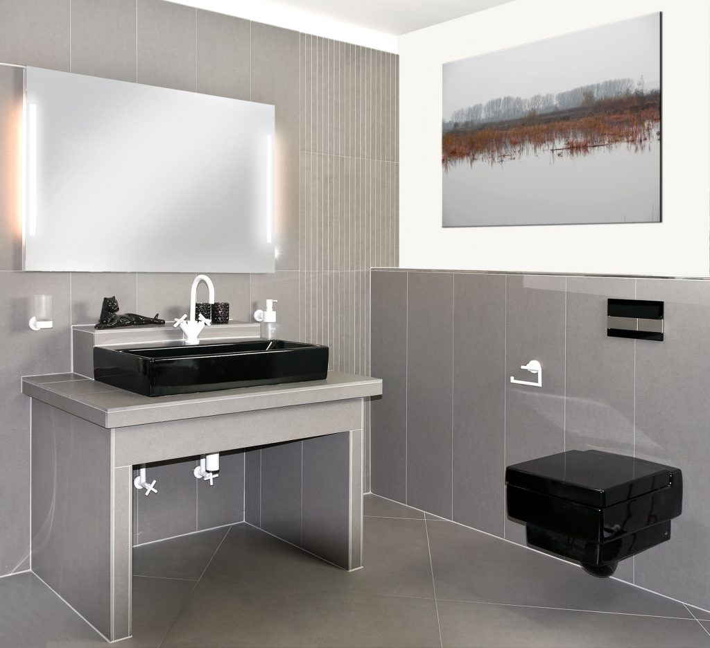 Fertigbad Schwarz grau